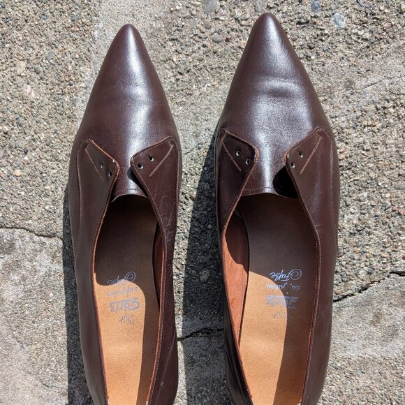 Vintage Shoes Brown Flats Pointy toe German Görtz Womens 10.5 - Picture 8 of 8
